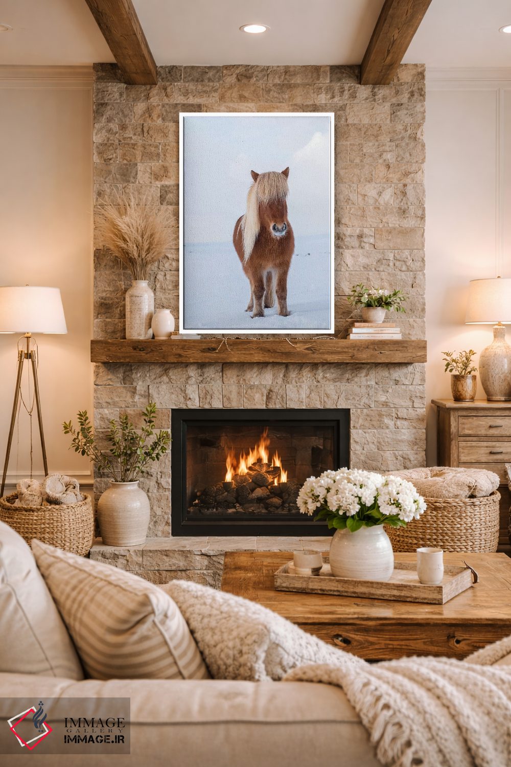 تابلو دکوراتیو Iceland,اسب سنتی ایسلندی در برف تازه، ایسلند اثر مارتین زویک - D1W