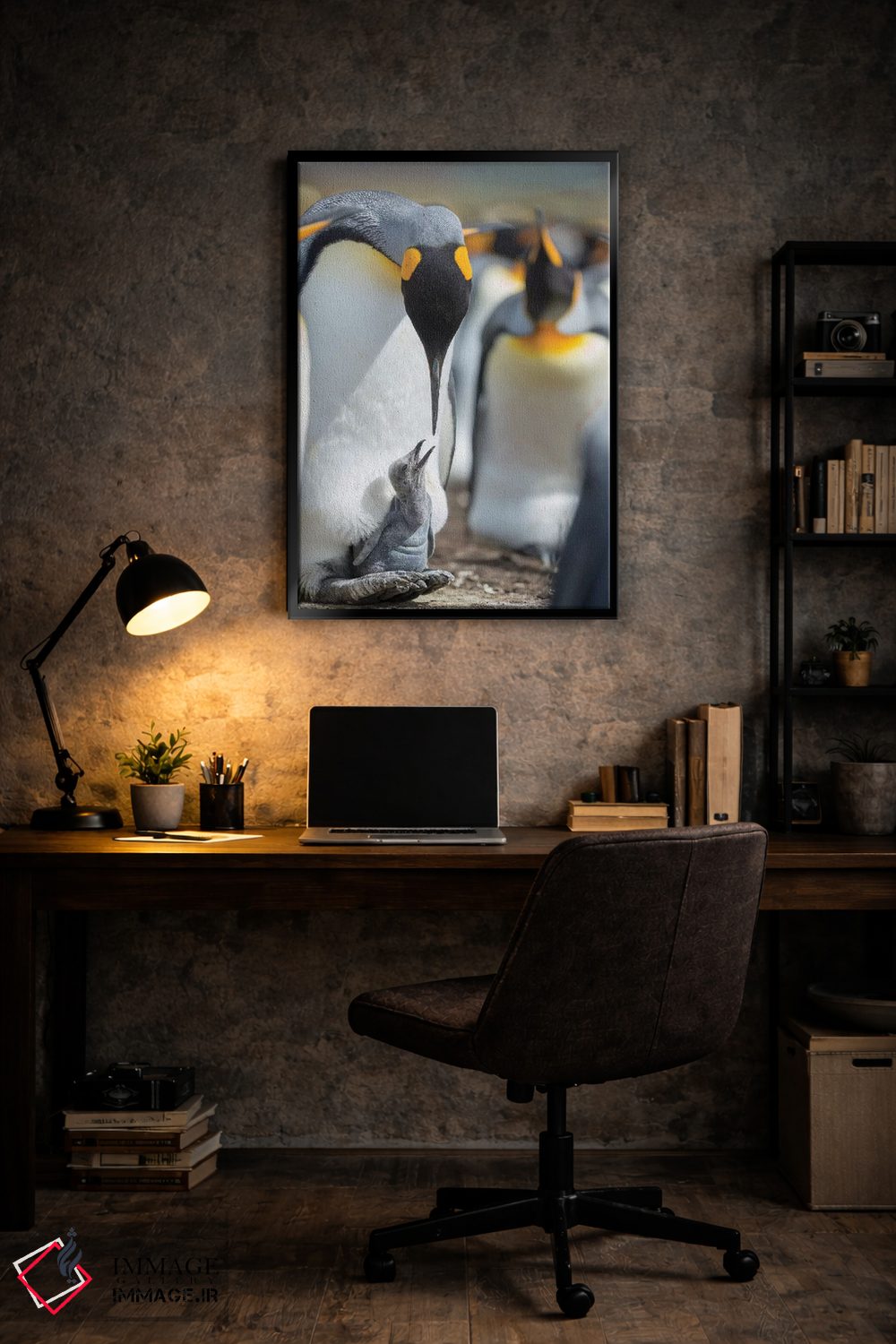 تابلو دکوراتیو Falkland Islands.,جوجه پنگوئن شاه در حال درخواست غذا در حال… اثر مارتین زویک - D6B