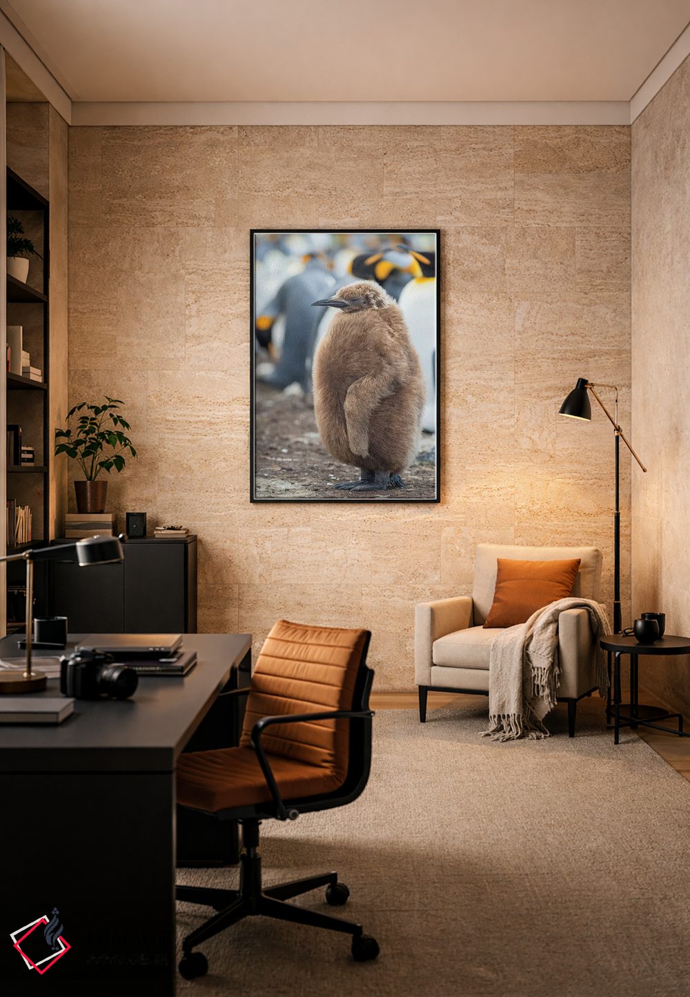 تابلو دکوراتیو Falkland Islands.,جوجه پنگوئن شاه با پرهای قهوه ای، جزایر ف… اثر مارتین زویک - D5B
