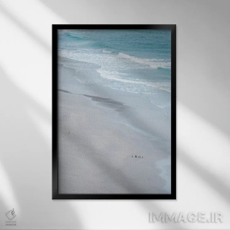 تابلو دکوراتیو Falkland Islands.,گروه پنگوئن های ماژلانی در ساحل خلوت، جزا… اثر مارتین زویک - نمای قابدار مشکی