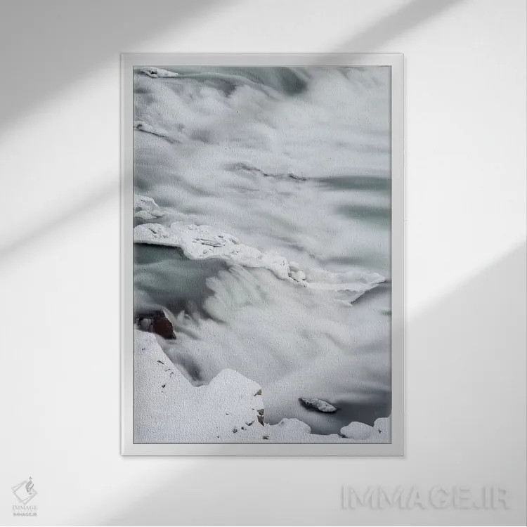 تابلو دکوراتیو River Thorsa, Selfoss, Iceland.,آبشار اوریدافوس در زمستان… اثر مارتین زویک - نمای قابدار سفید