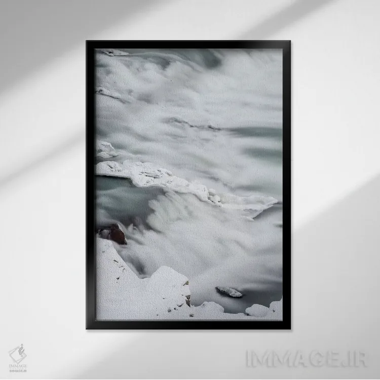 تابلو دکوراتیو River Thorsa, Selfoss, Iceland.,آبشار اوریدافوس در زمستان… اثر مارتین زویک - نمای قابدار مشکی
