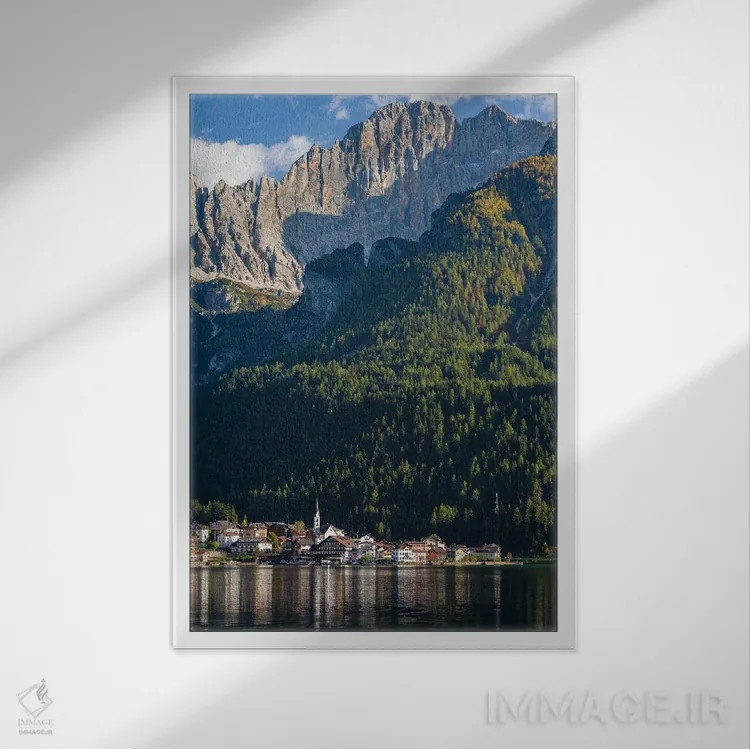 تابلو دکوراتیو an icon of the dolomites in the Veneto, Italy,دهکده آلگه کن… اثر مارتین زویک - نمای قابدار سفید