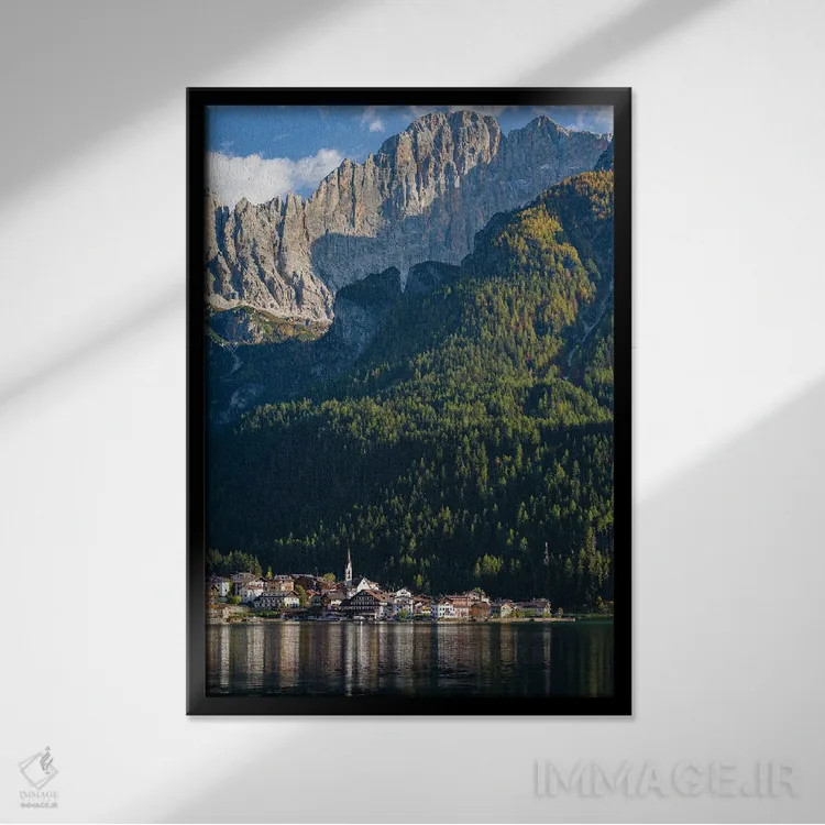 تابلو دکوراتیو an icon of the dolomites in the Veneto, Italy,دهکده آلگه کن… اثر مارتین زویک - نمای قابدار مشکی