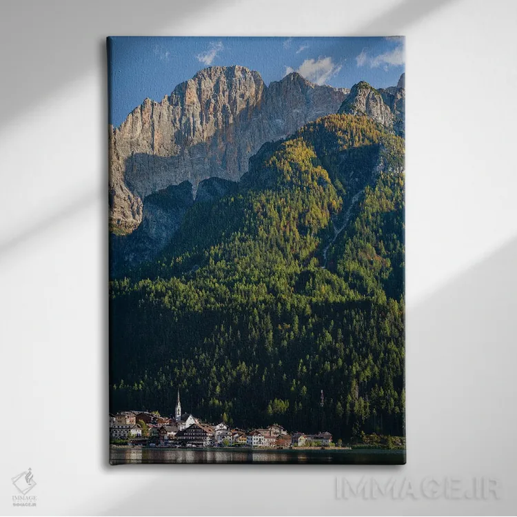 تابلو دکوراتیو an icon of the dolomites in the Veneto,دهکده آلگه کنار دریا… اثر مارتین زویک - نمای روبهرو روی دیوار