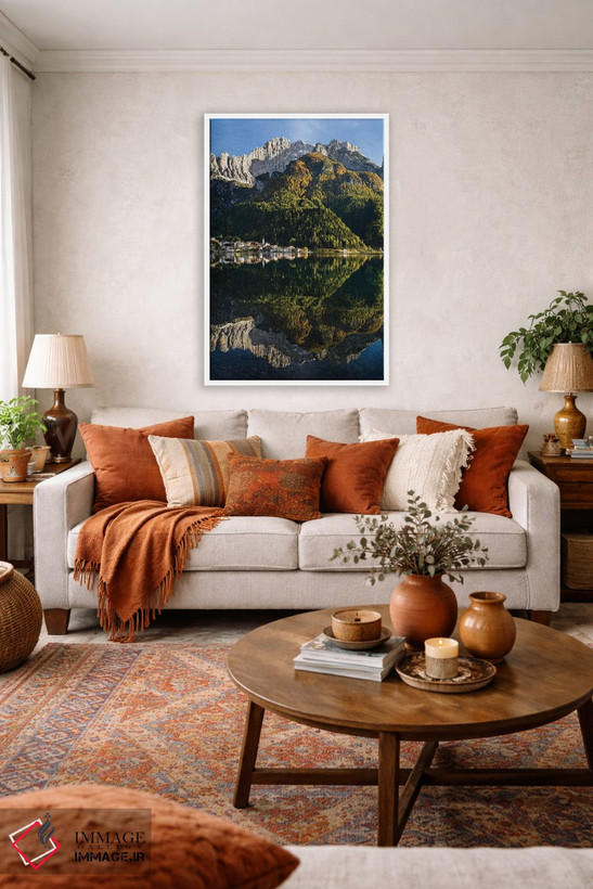 تابلو دکوراتیو Dolomites, Veneto, Italy,دهکده آلگه کنار دریاچه آلگه در دام… اثر مارتین زویک - D1W