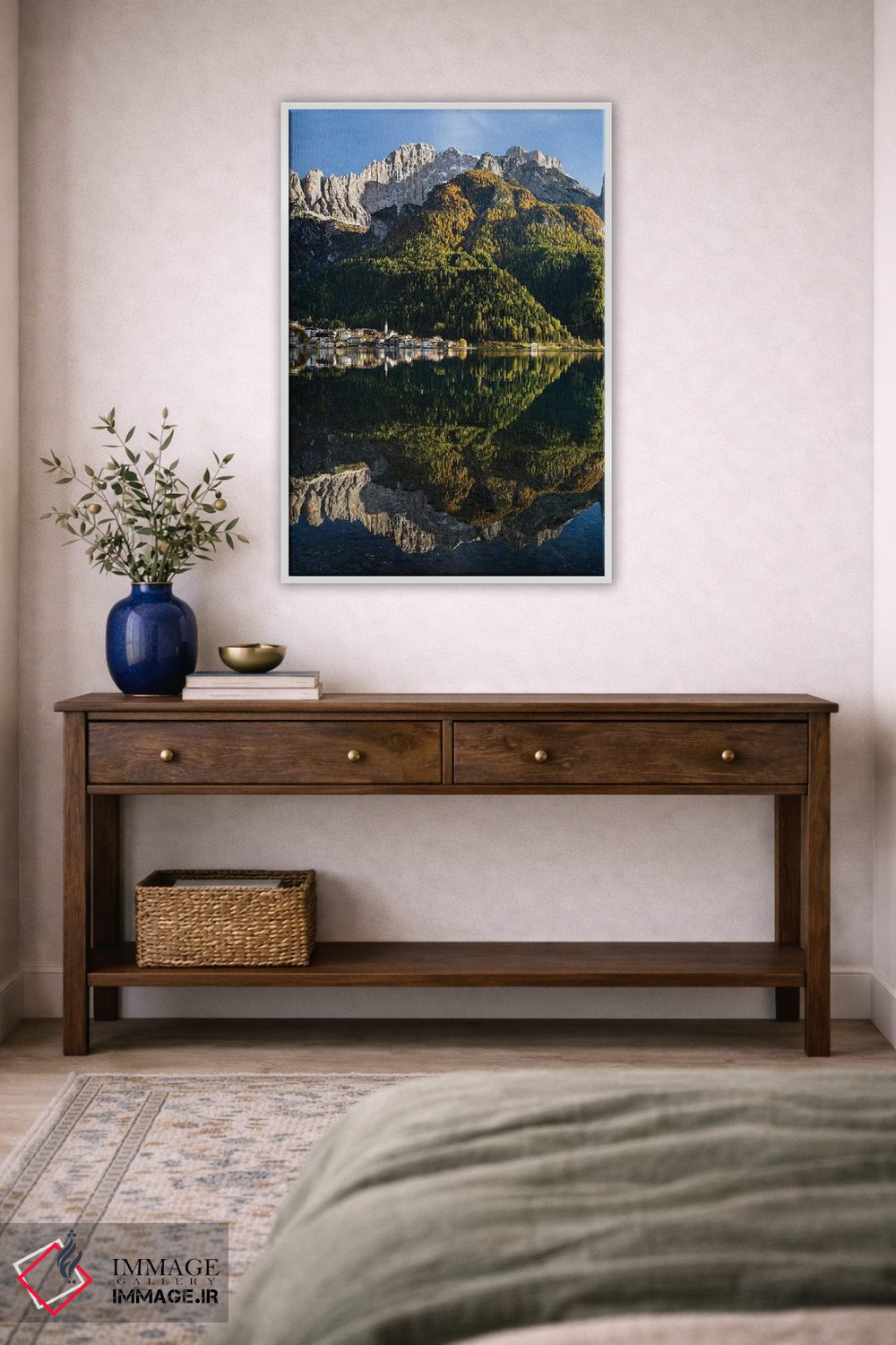 تابلو دکوراتیو Dolomites, Veneto, Italy,دهکده آلگه کنار دریاچه آلگه در دام… اثر مارتین زویک - D3W