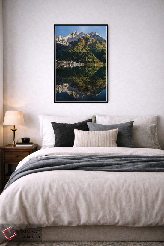 تابلو دکوراتیو Dolomites, Veneto, Italy,دهکده آلگه کنار دریاچه آلگه در دام… اثر مارتین زویک - D6B
