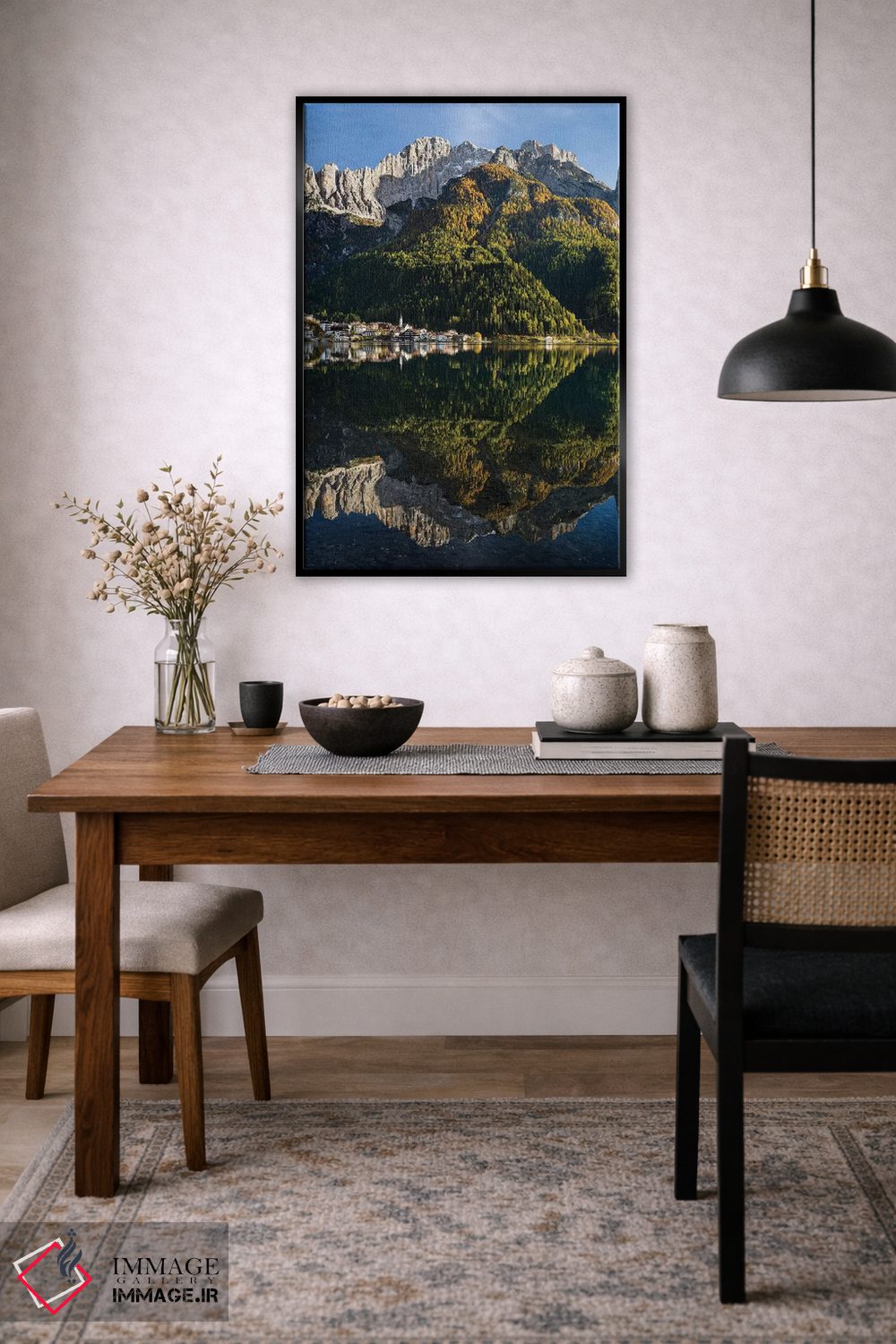 تابلو دکوراتیو Dolomites, Veneto, Italy,دهکده آلگه کنار دریاچه آلگه در دام… اثر مارتین زویک - D4B