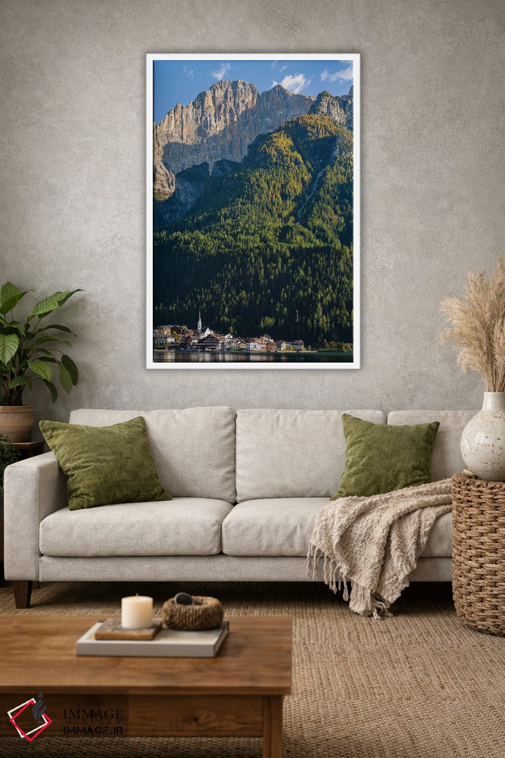 تابلو دکوراتیو an icon of the dolomites in the Veneto,دهکده آلگه کنار دریا… اثر مارتین زویک - D1W