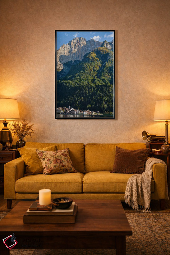 تابلو دکوراتیو an icon of the dolomites in the Veneto,دهکده آلگه کنار دریا… اثر مارتین زویک - D4B
