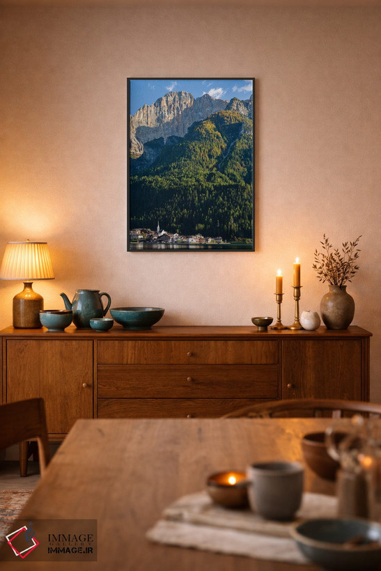 تابلو دکوراتیو an icon of the dolomites in the Veneto,دهکده آلگه کنار دریا… اثر مارتین زویک - D6B