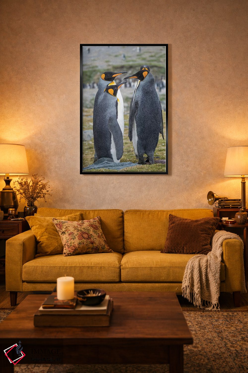 تابلو دکوراتیو کلونی پنگوئن شاهی در خلیج سنت اندروز. رفتار خواستگاری. جزیر… اثر مارتین زویک - D5B