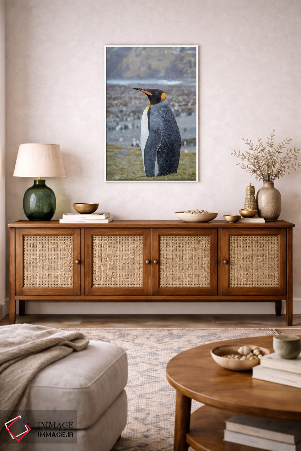 تابلو دکوراتیو کلونی پنگوئن شاهی در خلیج سنت اندروز. جزیره جورجیای جنوبی اثر مارتین زویک - D3W