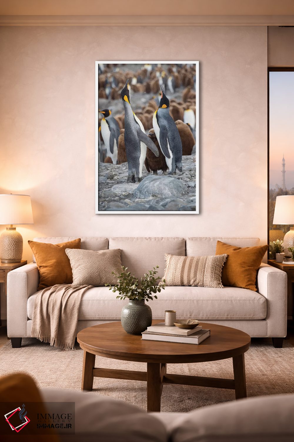 تابلو دکوراتیو کلونی پنگوئن شاهی در خلیج سنت اندروز. رفتار تغذیه. جزیره جو… اثر مارتین زویک - D1W