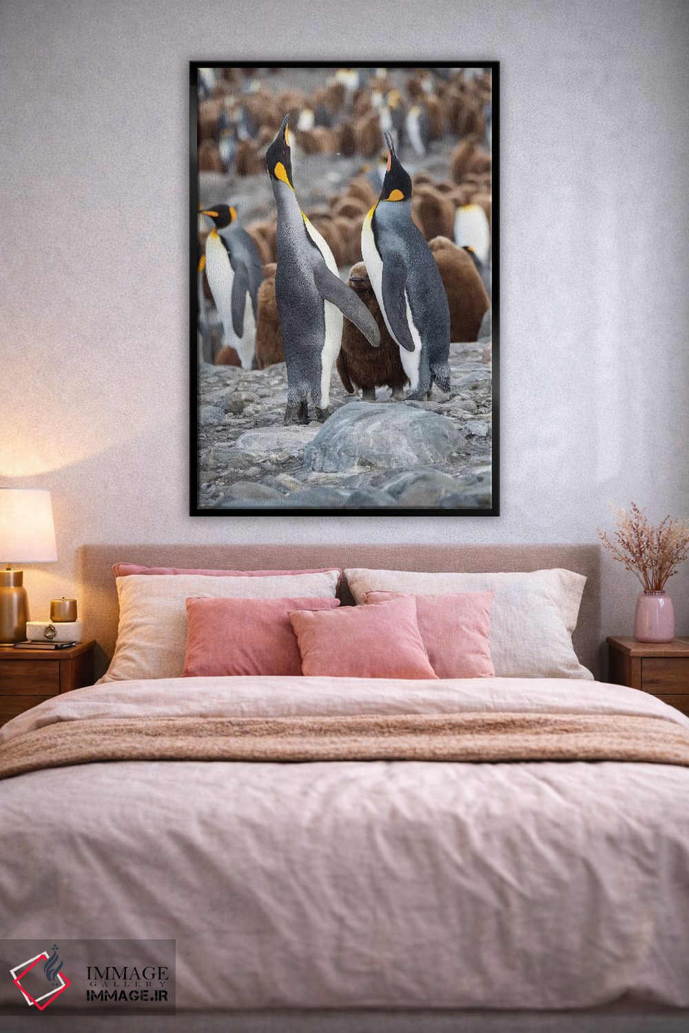 تابلو دکوراتیو کلونی پنگوئن شاهی در خلیج سنت اندروز. رفتار تغذیه. جزیره جو… اثر مارتین زویک - D2B