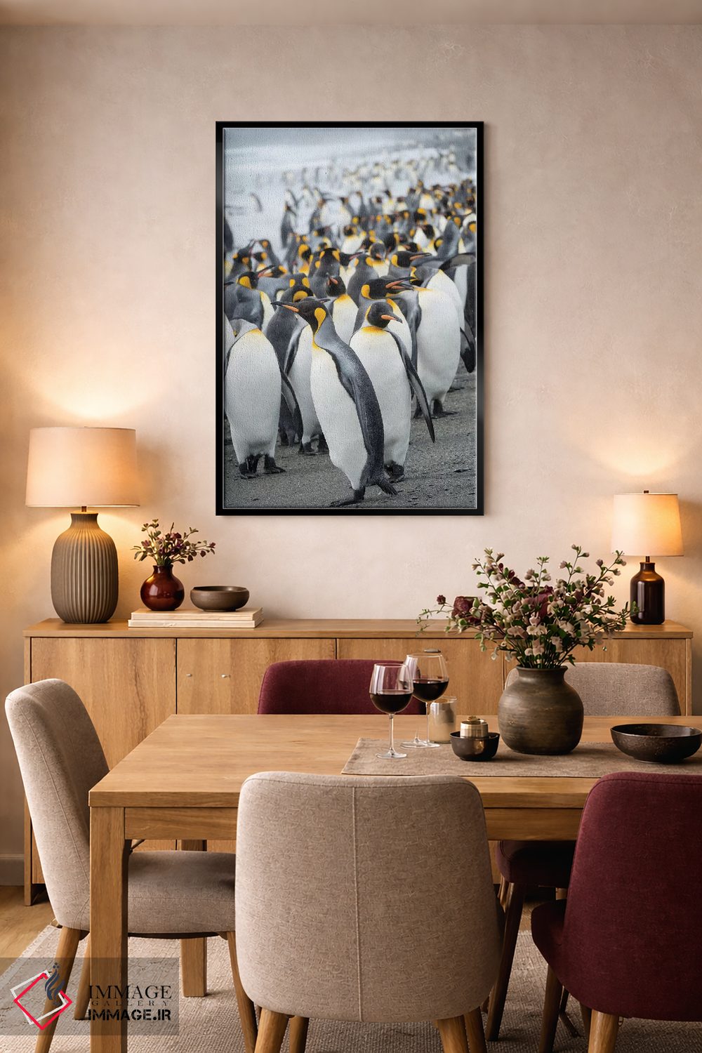 تابلو دکوراتیو کلونی پنگوئن شاهی در دشت سالزبری در خلیج جزایر. جزیره جورجی… اثر مارتین زویک - D4B