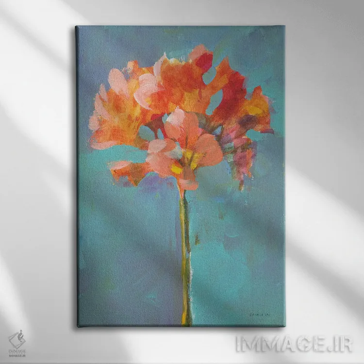 تابلو دکوراتیو گل مدرن یک اثر دان هوی نای - نمای روبهرو روی دیوار