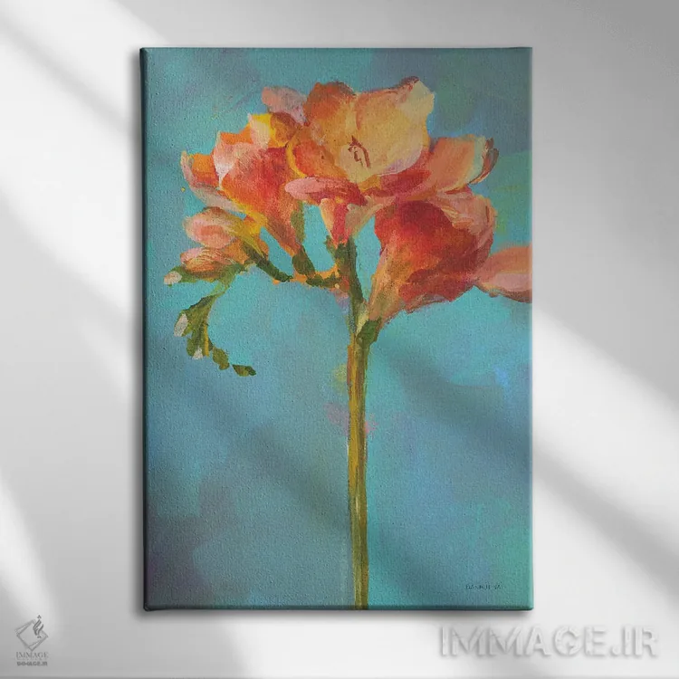 تابلو دکوراتیو گل مدرن دو اثر دان هوی نای - نمای روبهرو روی دیوار