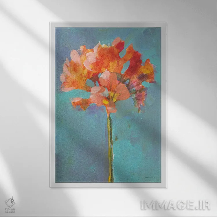 تابلو دکوراتیو گل مدرن یک اثر دان هوی نای - نمای قابدار سفید