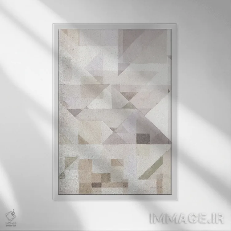 تابلو مینیمال زاویه های آزمایشی سه اثر دان هوی نای - نمای قابدار سفید