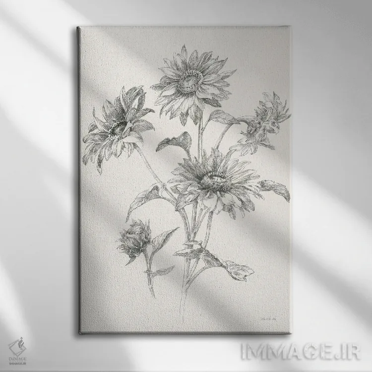 تابلو مینیمال گل های نوستالژی مزرعه یک اثر دان هوی نای - نمای روبهرو روی دیوار