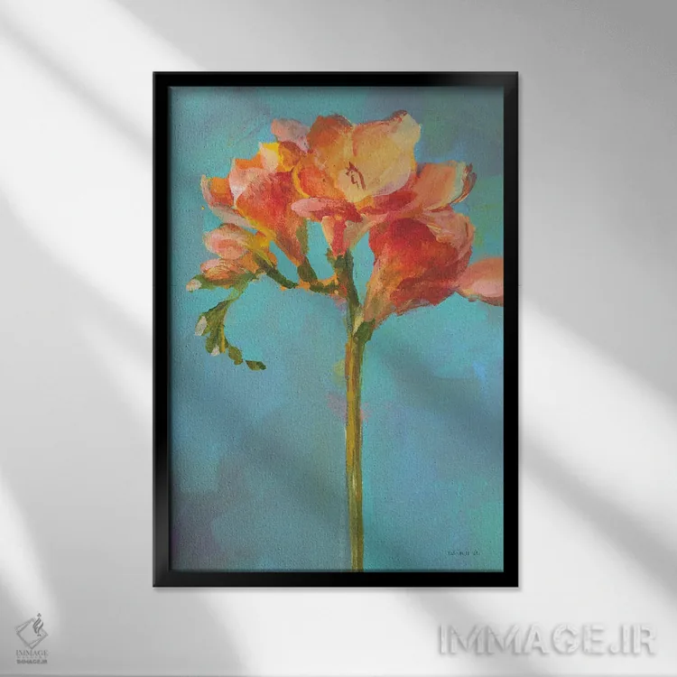 تابلو دکوراتیو گل مدرن دو اثر دان هوی نای - نمای قابدار مشکی