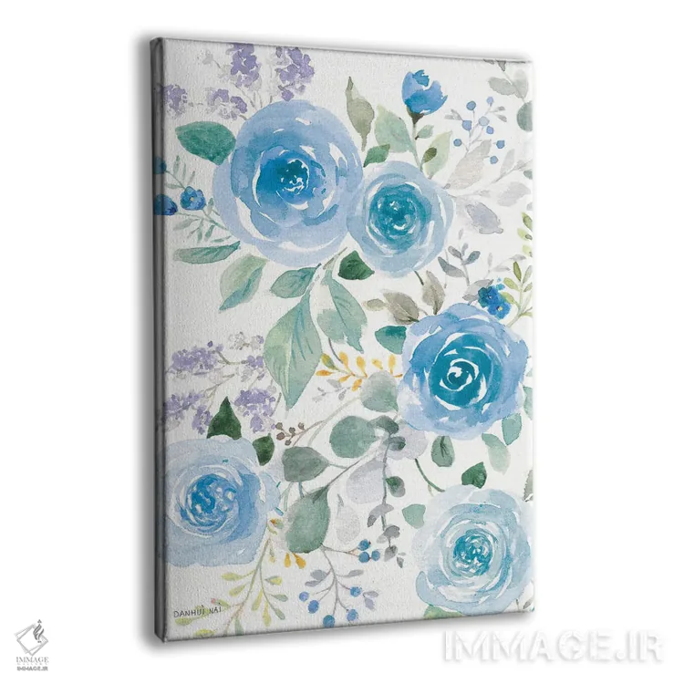 تابلو انتزاعی رزهای آبی پرپشت دو اثر دان هوی نای - نمای پرسپکتیو محصول