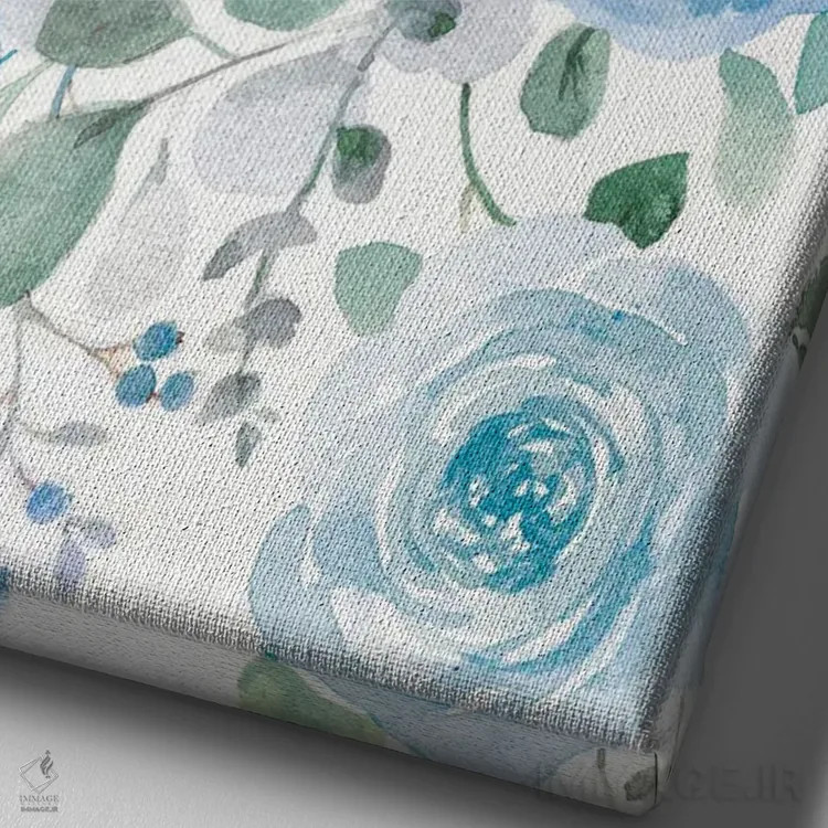 تابلو انتزاعی رزهای آبی پرپشت دو اثر دان هوی نای - نمای نزدیک بافت بوم