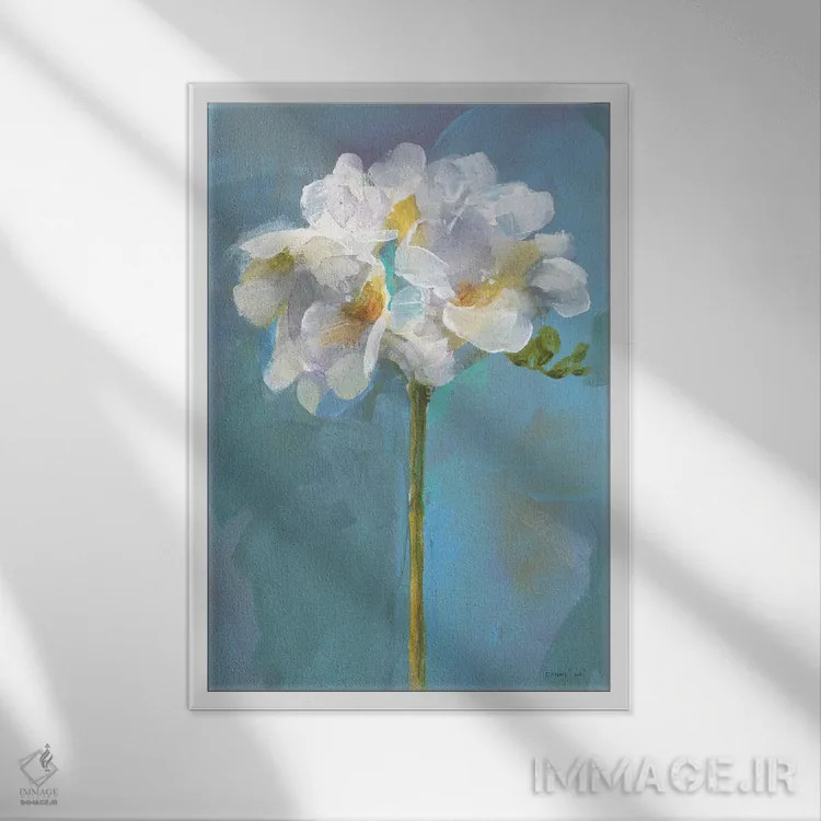 تابلو دکوراتیو گل مدرن چهار اثر دان هوی نای - نمای قابدار سفید