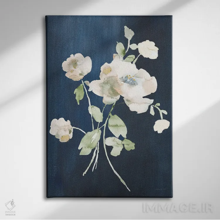 تابلو دکوراتیو گل های سفید تابستان ۳ اثر دان هوی نای - نمای روبهرو روی دیوار