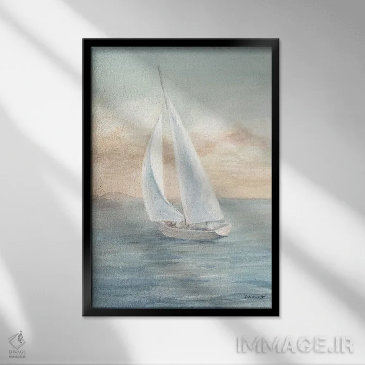 تابلو انتزاعی بادبان برافراشته یک اثر دان هوی نای - نمای قابدار مشکی