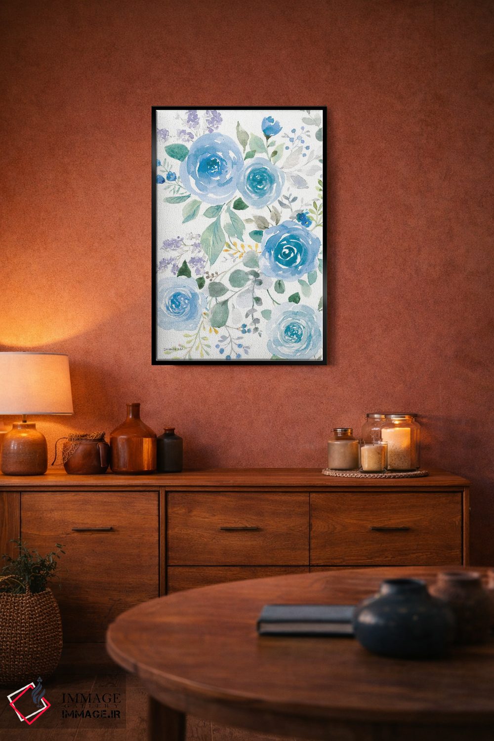 تابلو انتزاعی رزهای آبی پرپشت دو اثر دان هوی نای - D5B