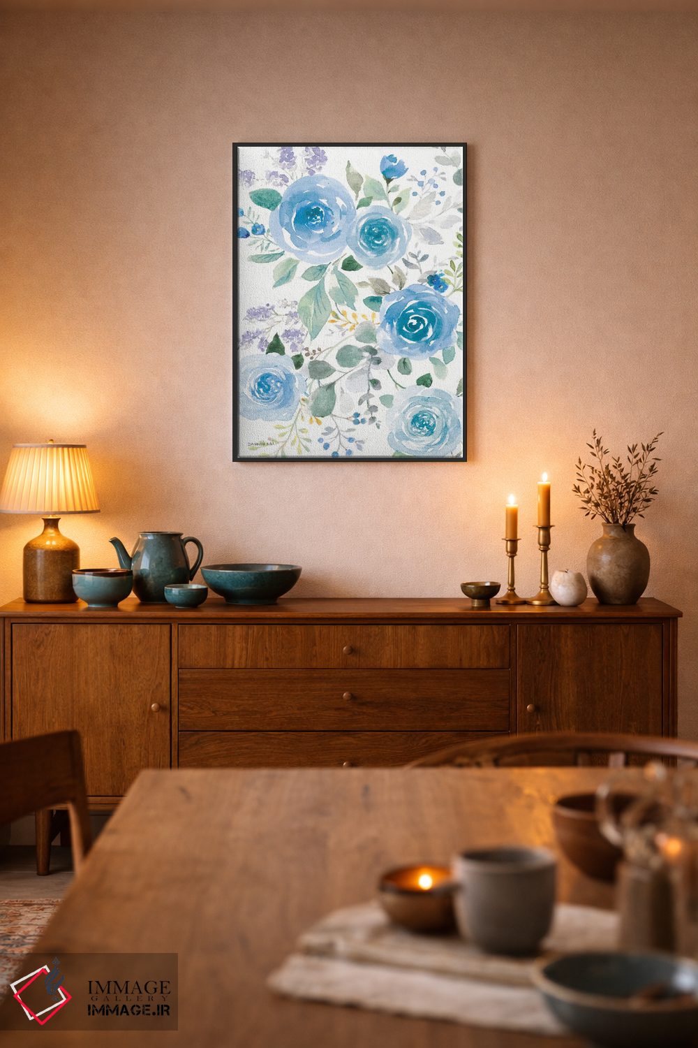 تابلو انتزاعی رزهای آبی پرپشت دو اثر دان هوی نای - D6B