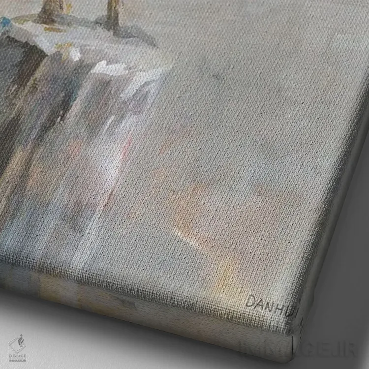 تابلو دکوراتیو پلیکان کنار دریا اثر دان هوی نای - نمای نزدیک بافت بوم