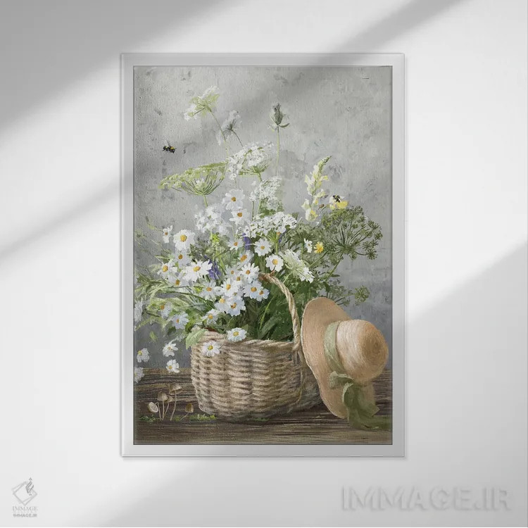 تابلو دکوراتیو باغبانی کلبه ای ۳ اثر دان هوی نای - نمای قابدار سفید