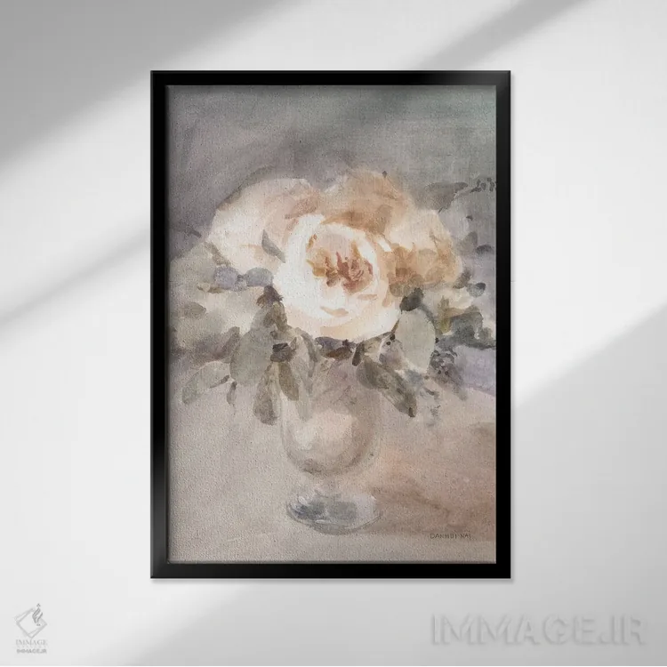 تابلو انتزاعی گل های حال وهوای تابستانی اثر دان هوی نای - نمای قابدار مشکی