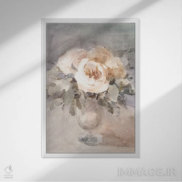 تابلو انتزاعی گل های حال وهوای تابستانی اثر دان هوی نای - نمای قابدار سفید