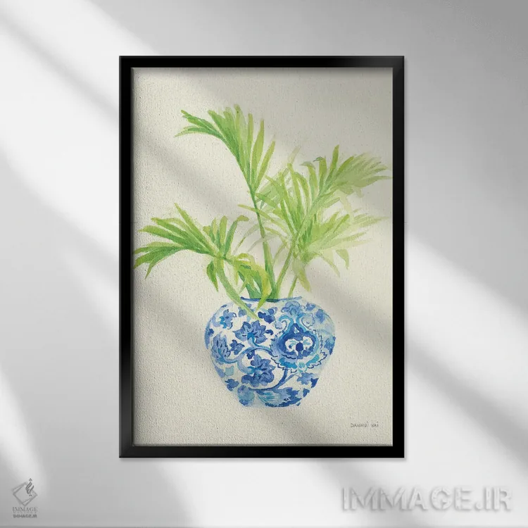 تابلو دکوراتیو نقش نگار چینی نخل ۲ اثر دان هوی نای - نمای قابدار مشکی