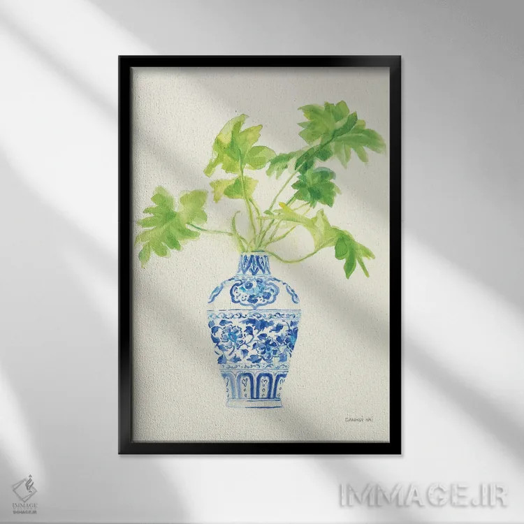 تابلو دکوراتیو نقش نگار چینی نخل ۳ اثر دان هوی نای - نمای قابدار مشکی