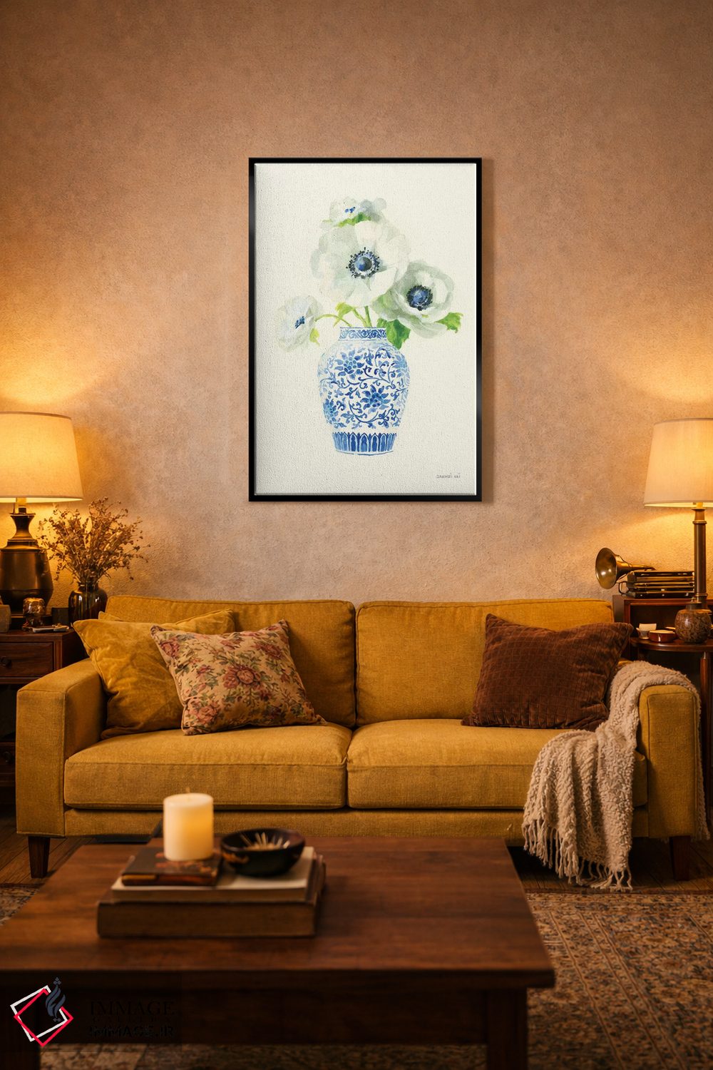 تابلو دکوراتیو نقش نگار چینی گلدار ۲ اثر دان هوی نای - D4B