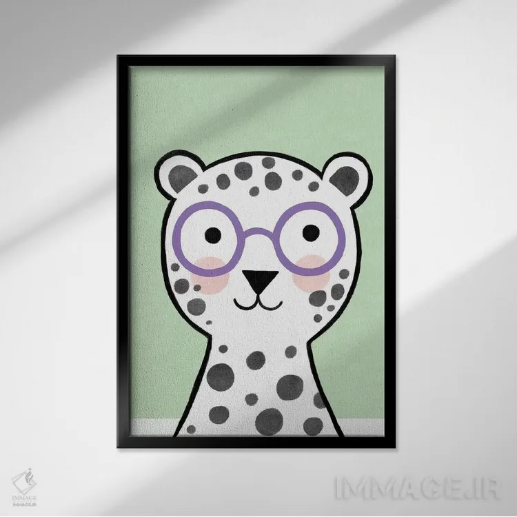 تابلو دکوراتیو عینک های رنگارنگ کودکانه ۱ اثر ناتالی مایلز - نمای قابدار مشکی