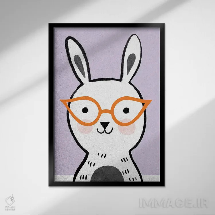 تابلو دکوراتیو عینک های رنگارنگ کودکانه ۲ اثر ناتالی مایلز - نمای قابدار مشکی