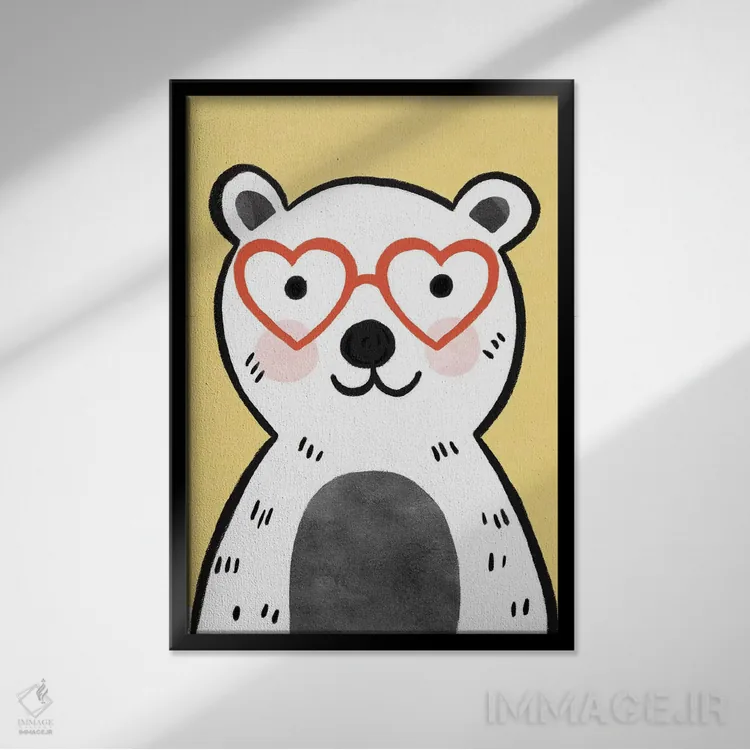 تابلو دکوراتیو عینک های رنگارنگ کودکانه ۴ اثر ناتالی مایلز - نمای قابدار مشکی