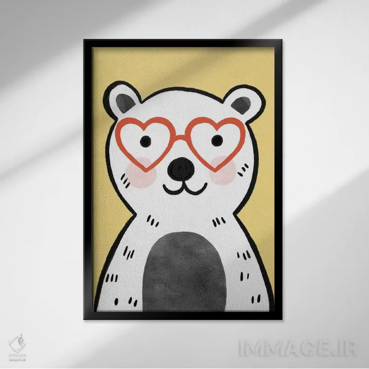 تابلو دکوراتیو عینک های رنگارنگ کودکانه ۴ اثر ناتالی مایلز - نمای قابدار مشکی