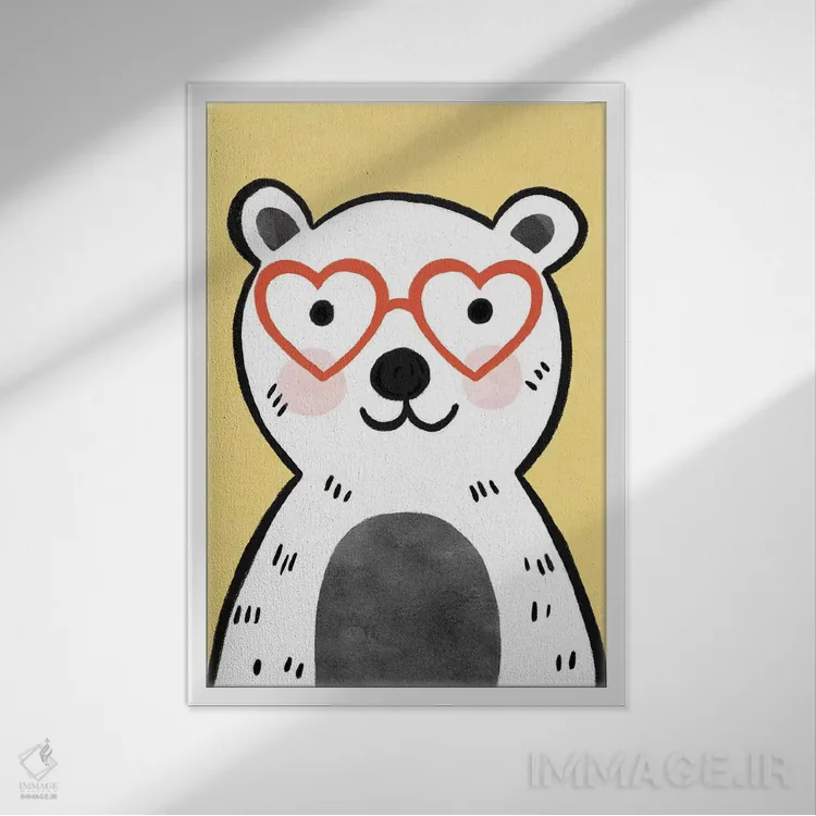 تابلو دکوراتیو عینک های رنگارنگ کودکانه ۴ اثر ناتالی مایلز - نمای قابدار سفید