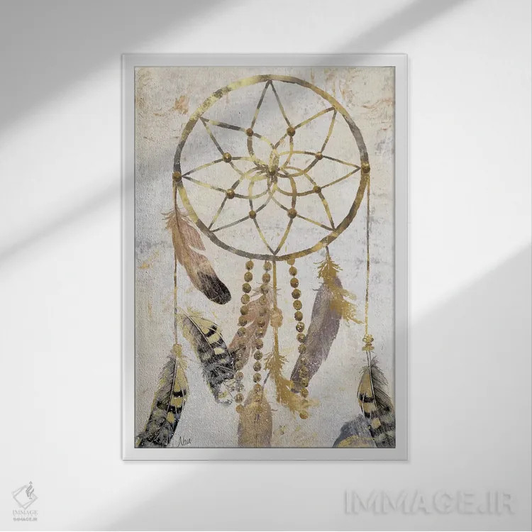 تابلو دکوراتیو گیرنده رویا قبیله ای اثر نان - نمای قابدار سفید