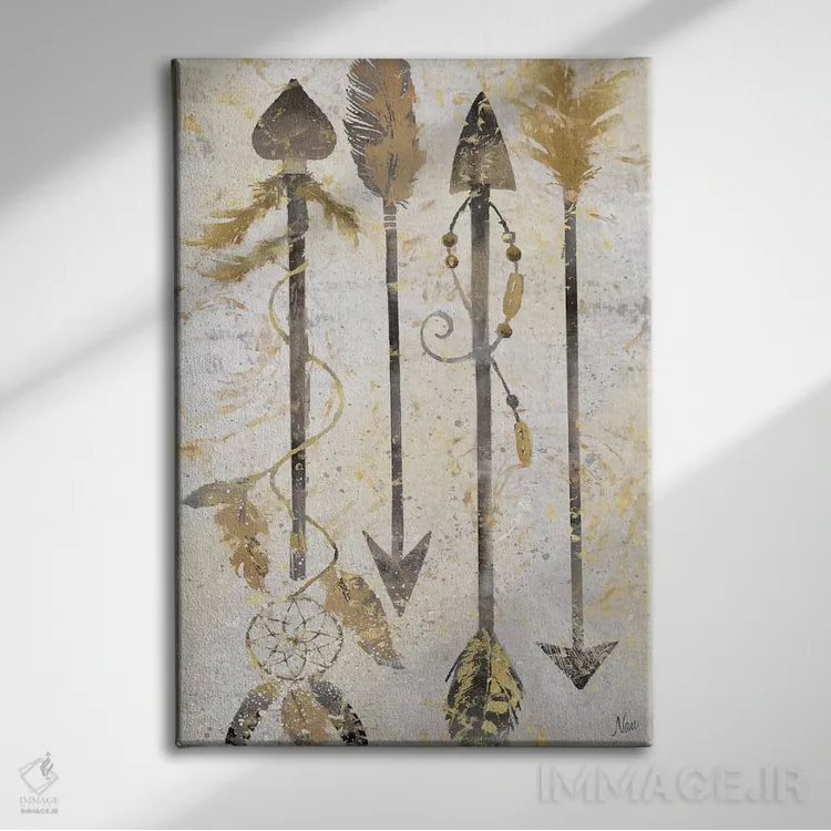 تابلو دکوراتیو تیرهای قبیله ای اثر نان - نمای روبهرو روی دیوار