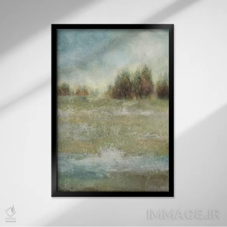 تابلو انتزاعی افسون چمنزار اثر نان - نمای قابدار مشکی