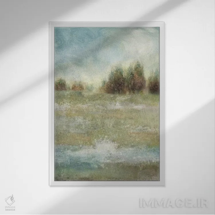 تابلو انتزاعی افسون چمنزار اثر نان - نمای قابدار سفید